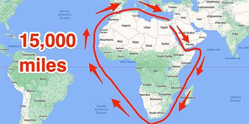 Rerouting via the Cape of Good Hope increases transit times and costs for global shipments